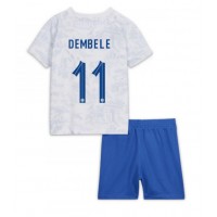 Frankrig Ousmane Dembele #11 Udebanesæt Børn VM 2022 Kortærmet (+ Korte bukser)